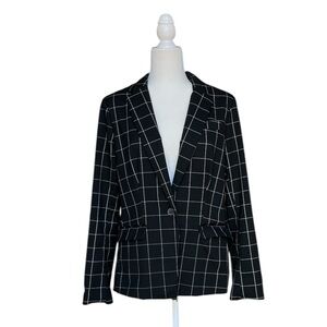 Cynthia Rowley Black and White Grid Blazer